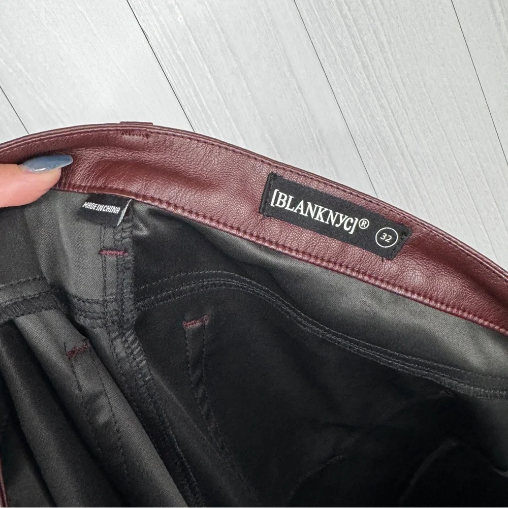 Blank NYC Faux Leather Skinny Pants Oxblood - Picture 8 of 9